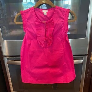 J.Crew Factory Pink Sleeveless Ruffle Blouse, 0